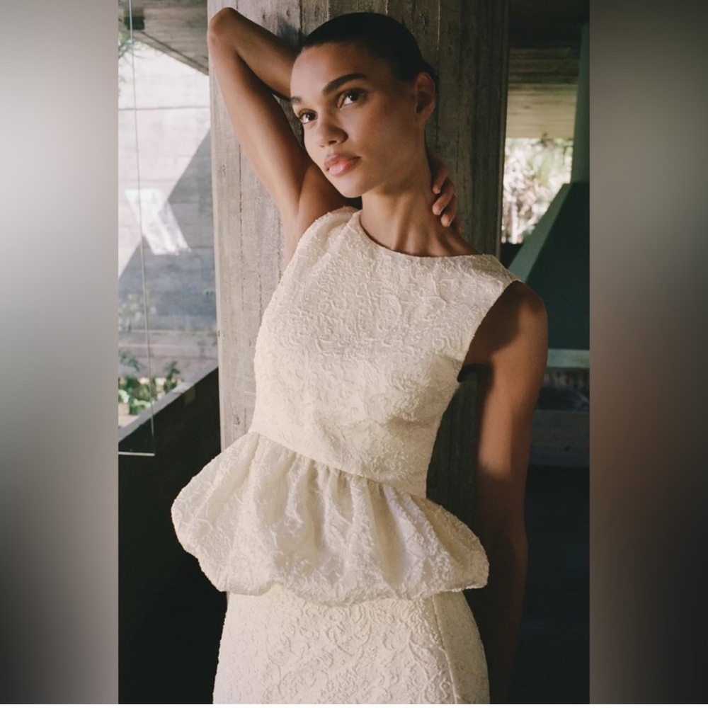 ZARA White Peplum Top Size M